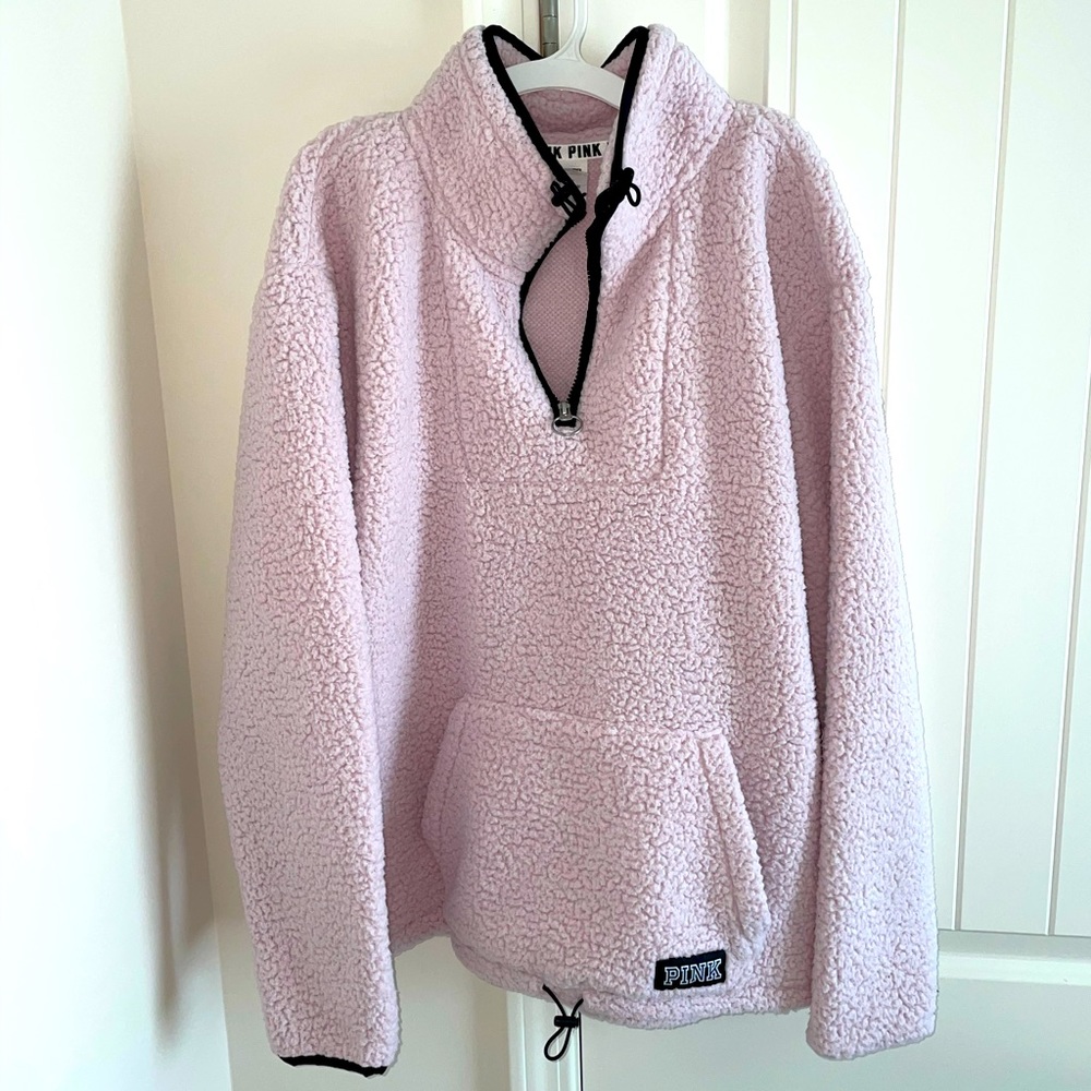 PINK Victoria’s Secret Sherpa Pullover Quarter Zip Jacket